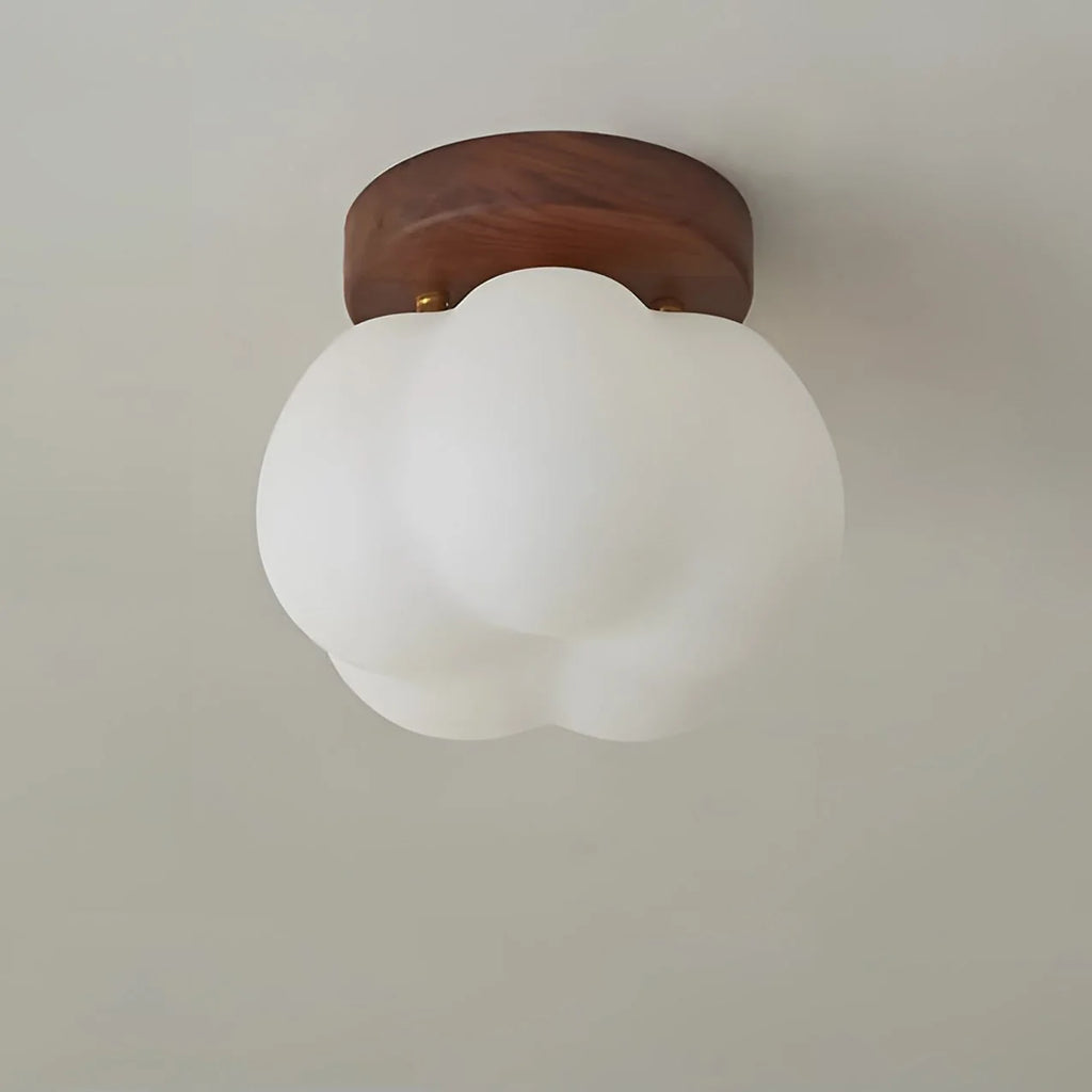 Ceiling Lamp | Walnut Wood Finish & Energy-Efficient | Flush Mount