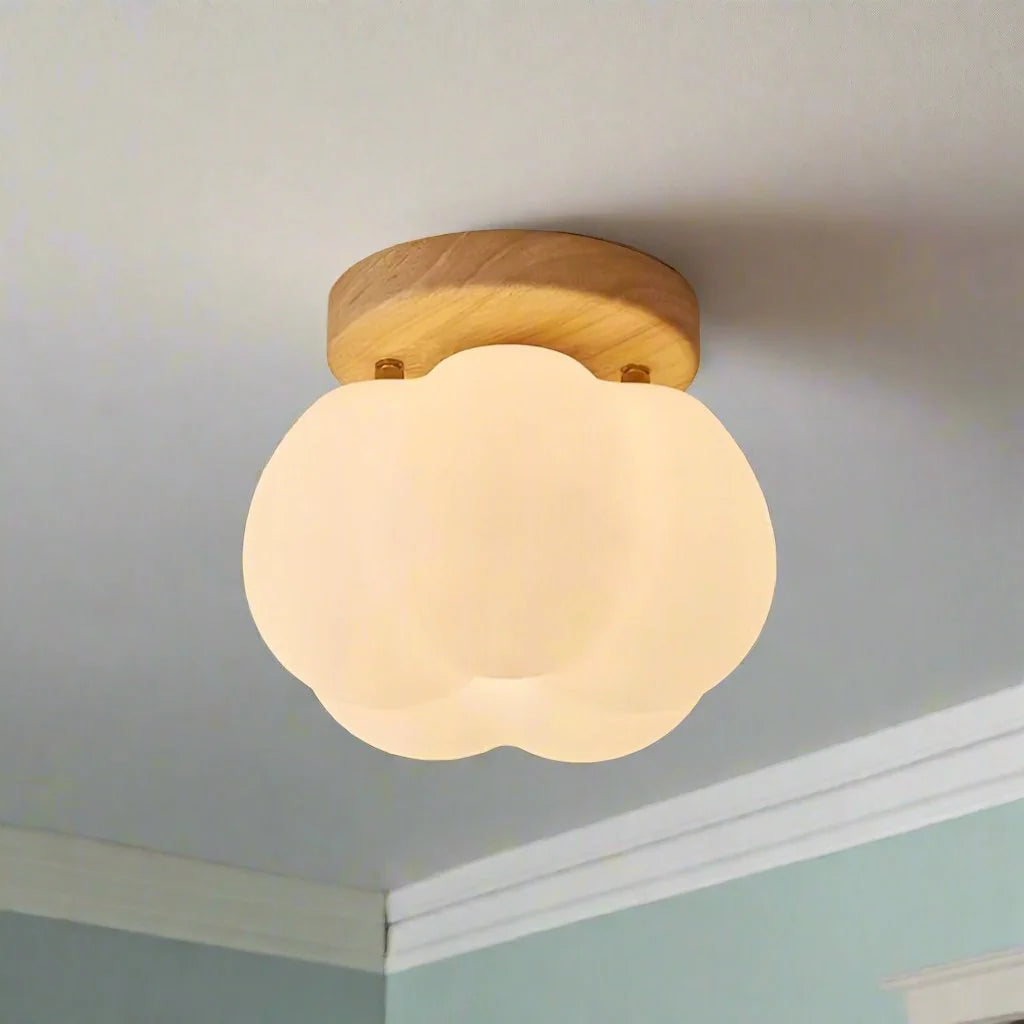 Ceiling Lamp | Walnut Wood Finish & Energy-Efficient | Flush Mount