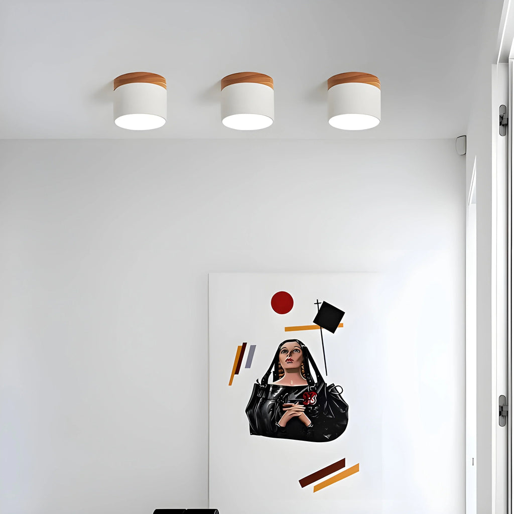 Ceiling Light | Cylindrical Aluminum & Wood Energy-Efficient LED