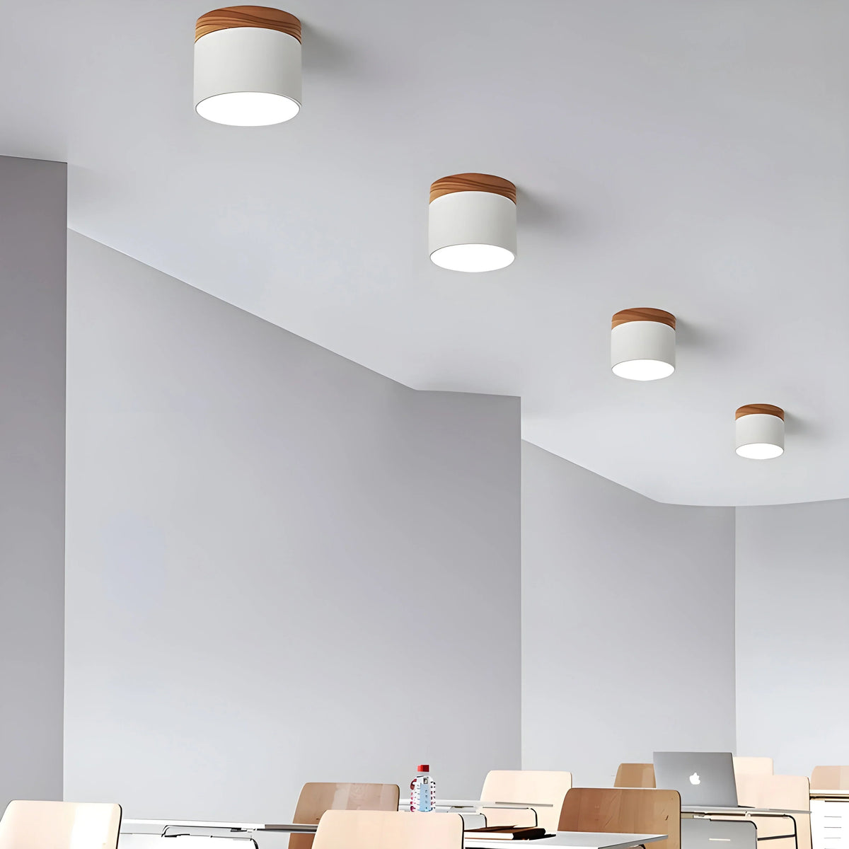 Ceiling Light | Cylindrical Aluminum & Wood Energy-Efficient LED