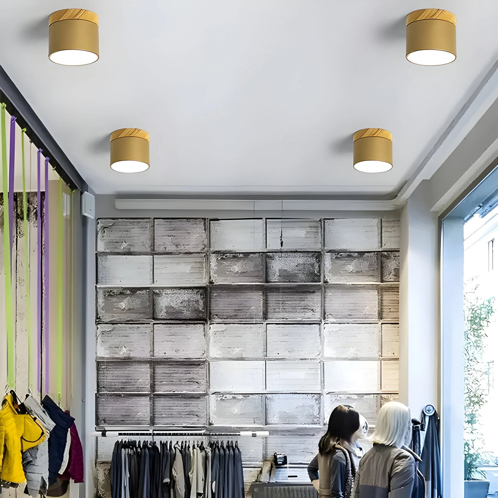 Ceiling Light | Cylindrical Aluminum & Wood Energy-Efficient LED