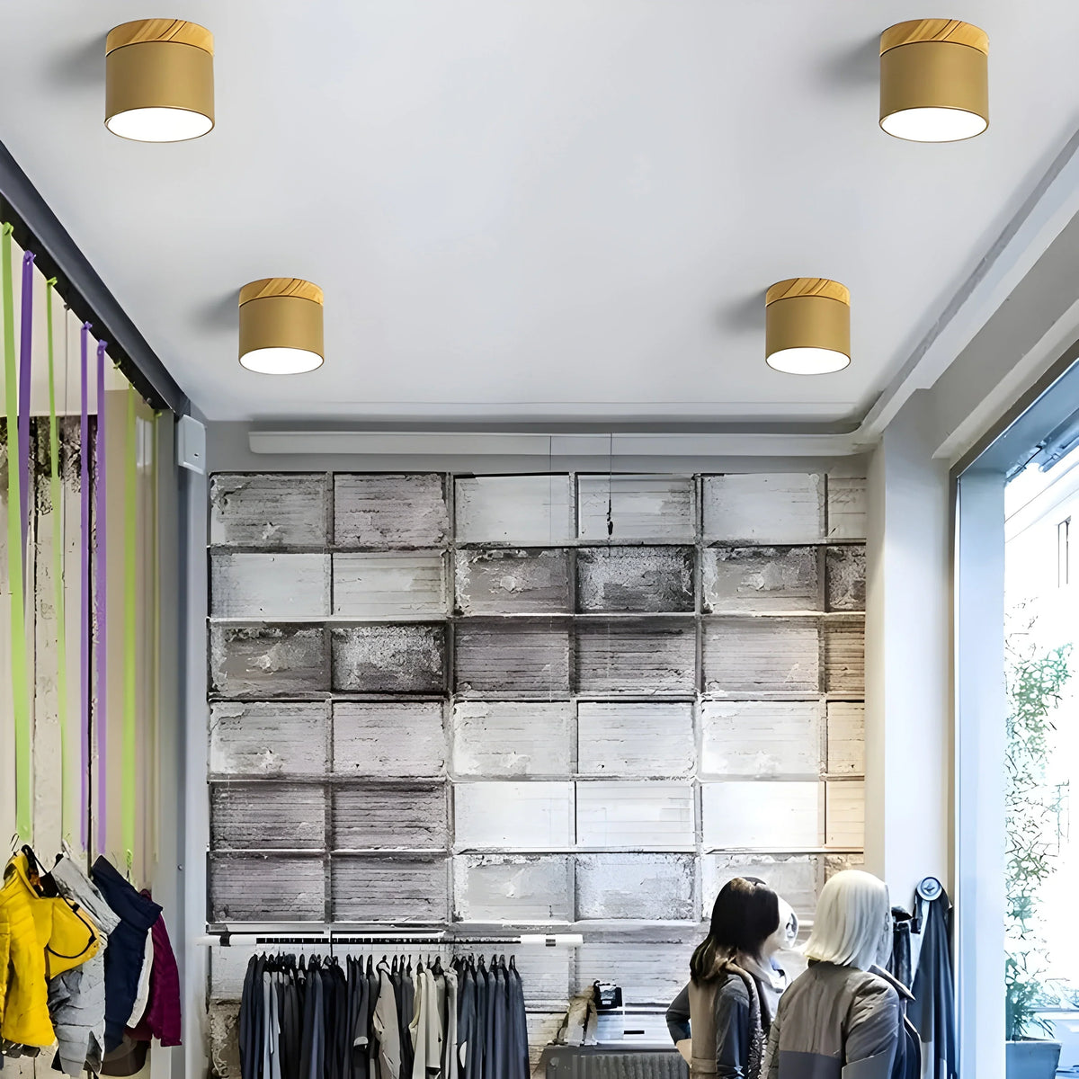 Ceiling Light | Cylindrical Aluminum & Wood Energy-Efficient LED