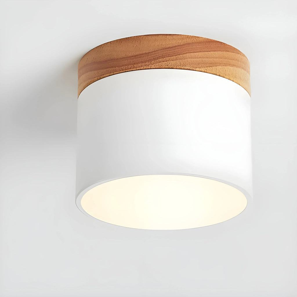 Ceiling Light | Cylindrical Aluminum & Wood Energy-Efficient LED