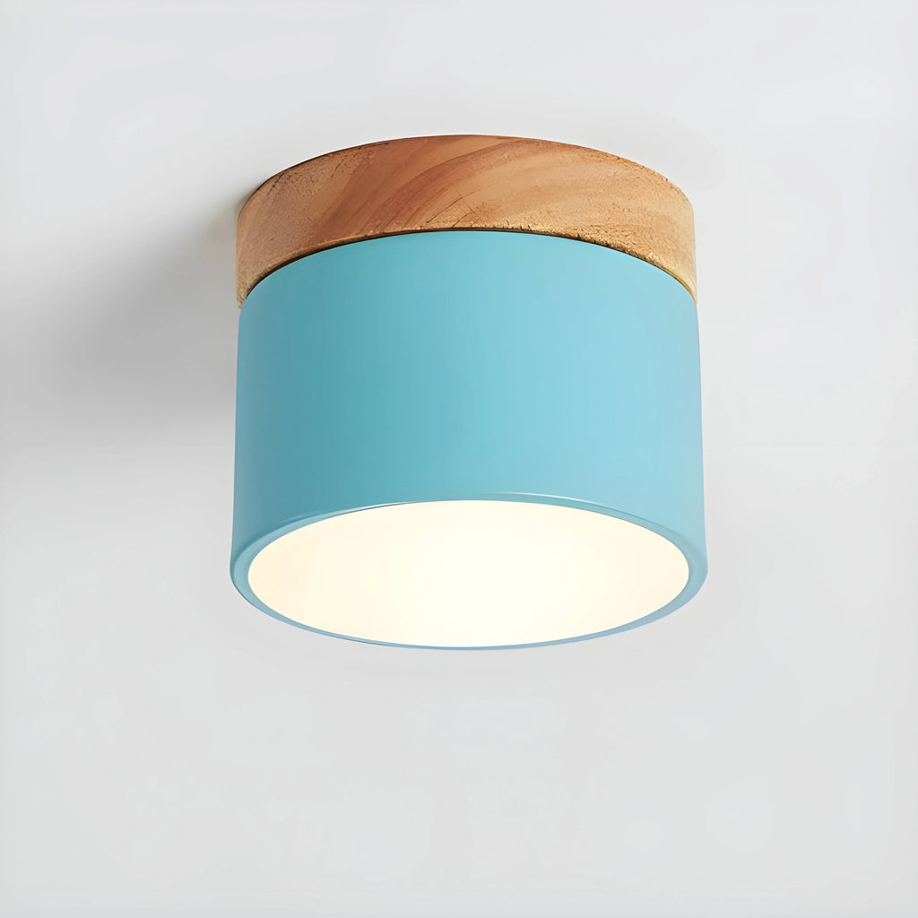 Ceiling Light | Cylindrical Aluminum & Wood Energy-Efficient LED