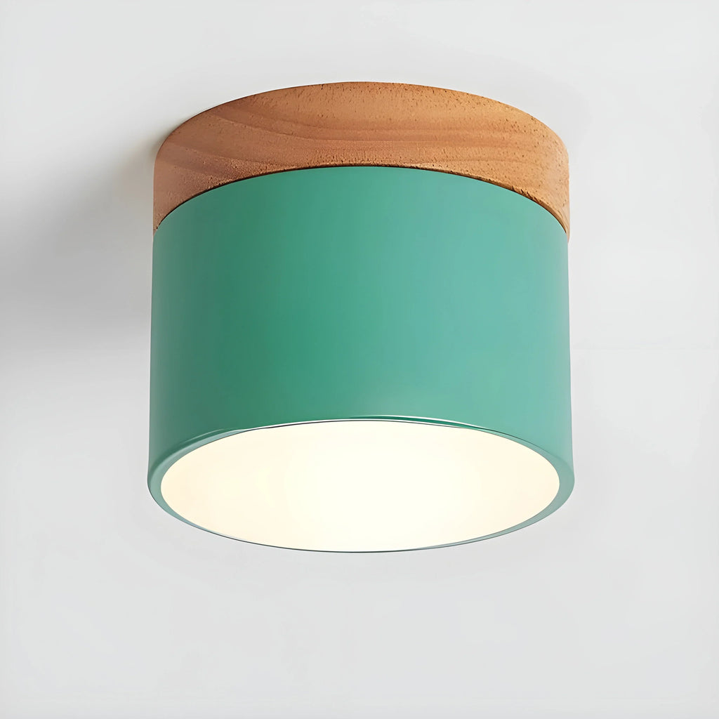 Ceiling Light | Cylindrical Aluminum & Wood Energy-Efficient LED