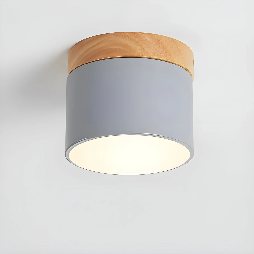Ceiling Light | Cylindrical Aluminum & Wood Energy-Efficient LED