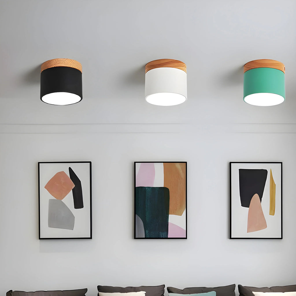 Ceiling Light | Cylindrical Aluminum & Wood Energy-Efficient LED