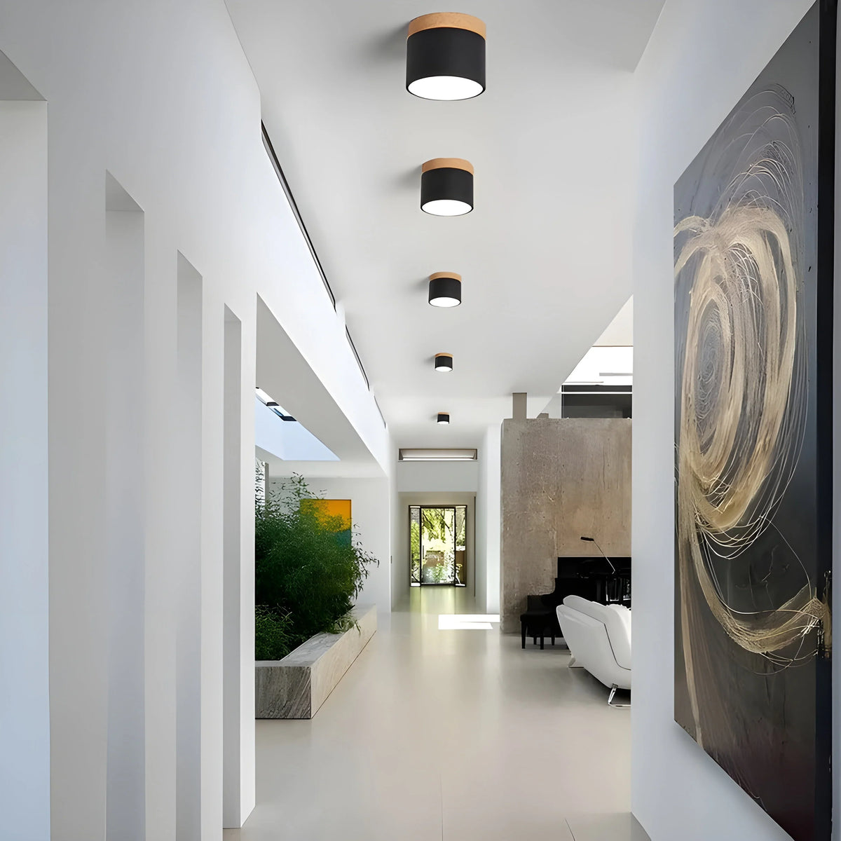 Ceiling Light | Cylindrical Aluminum & Wood Energy-Efficient LED