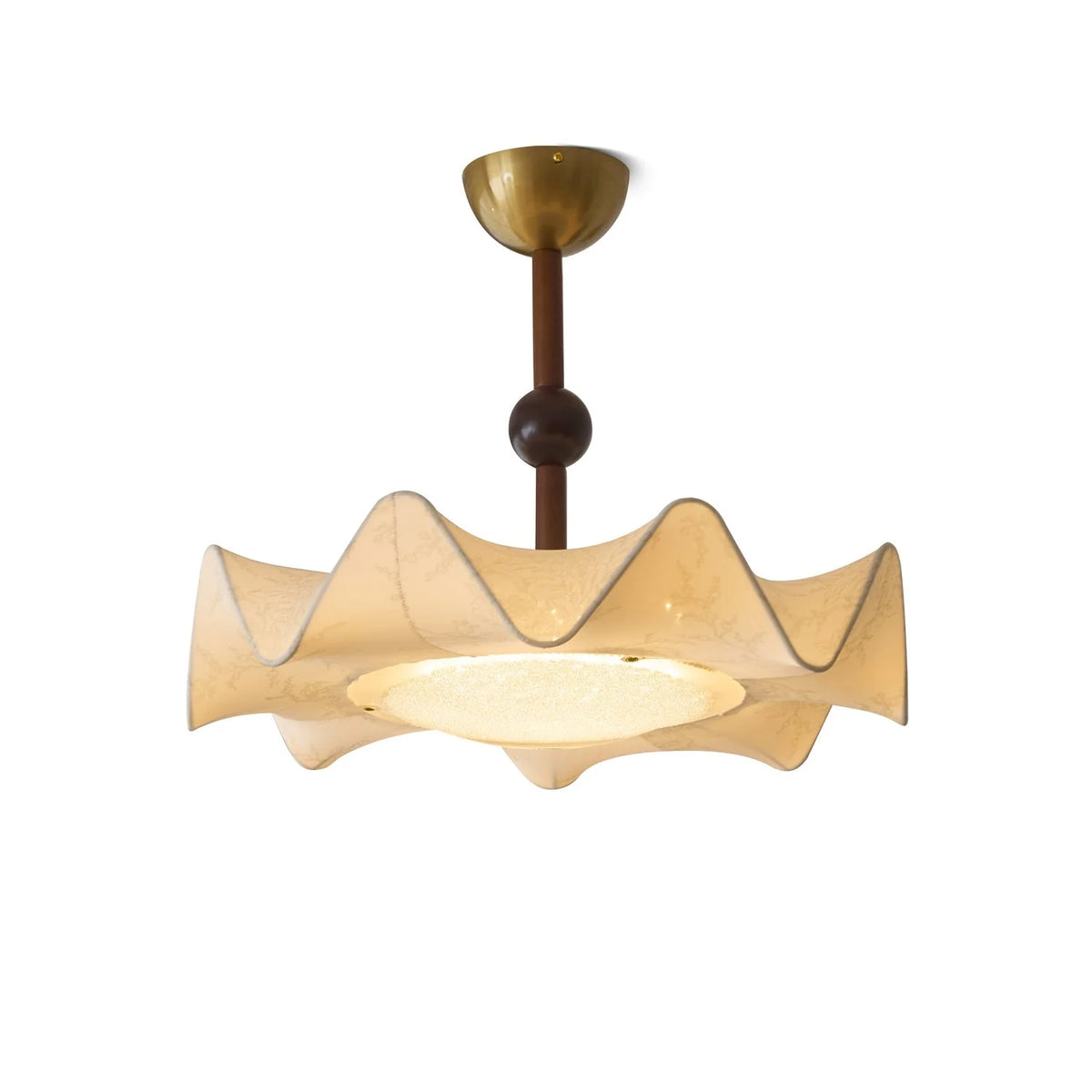Ceiling Light | Floral Fabric Shade & Wood-Metal Frame | 50 cm Diameter
