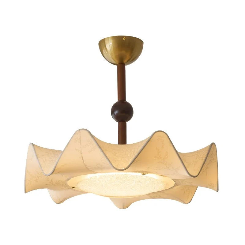 Ceiling Light | Floral Fabric Shade & Wood-Metal Frame | 50 cm Diameter