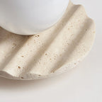 Ceiling Light | Hand-Carved Travertine & Opal Glass | 20 cm Diameter