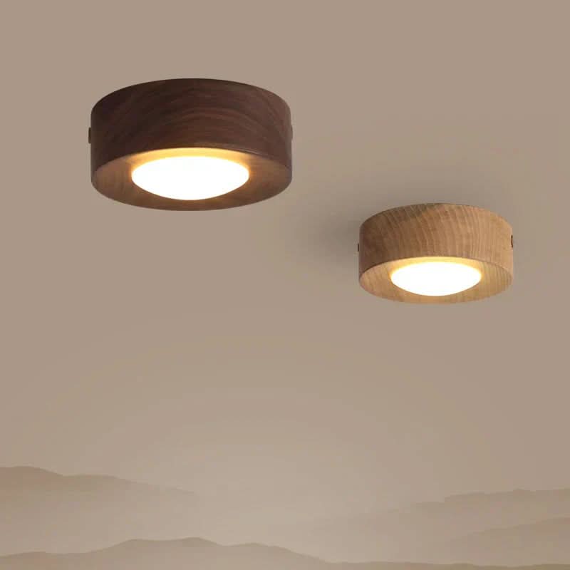 Ceiling Light | Integrated LED Spotlight & Walnut Finish