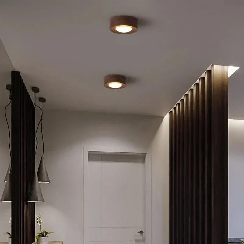 Ceiling Light | Integrated LED Spotlight & Walnut Finish