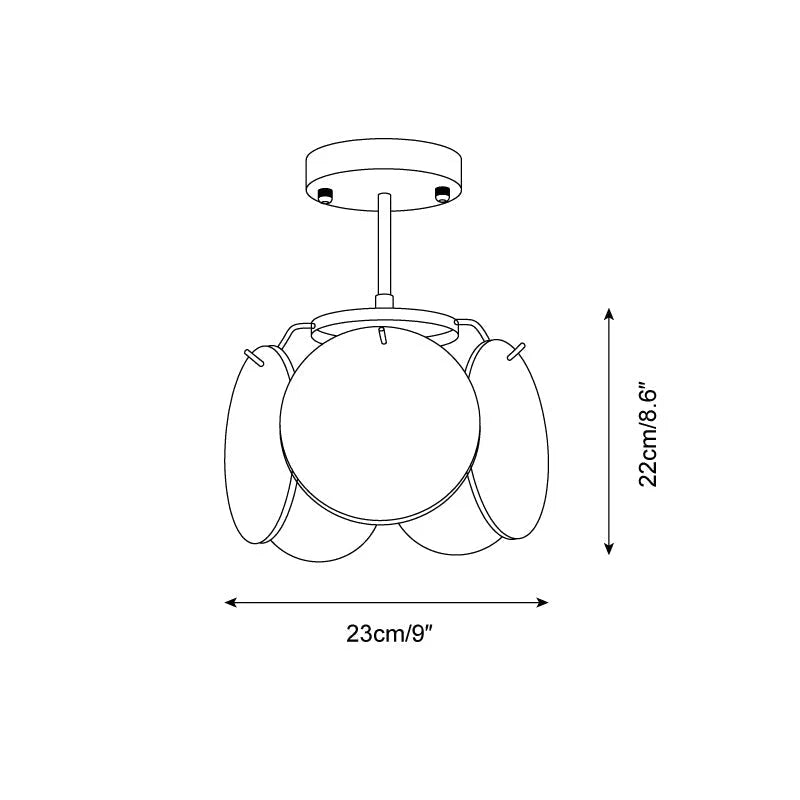 Ceiling Light | Metal & Glass, Damp-Rated | 23 cm Diameter