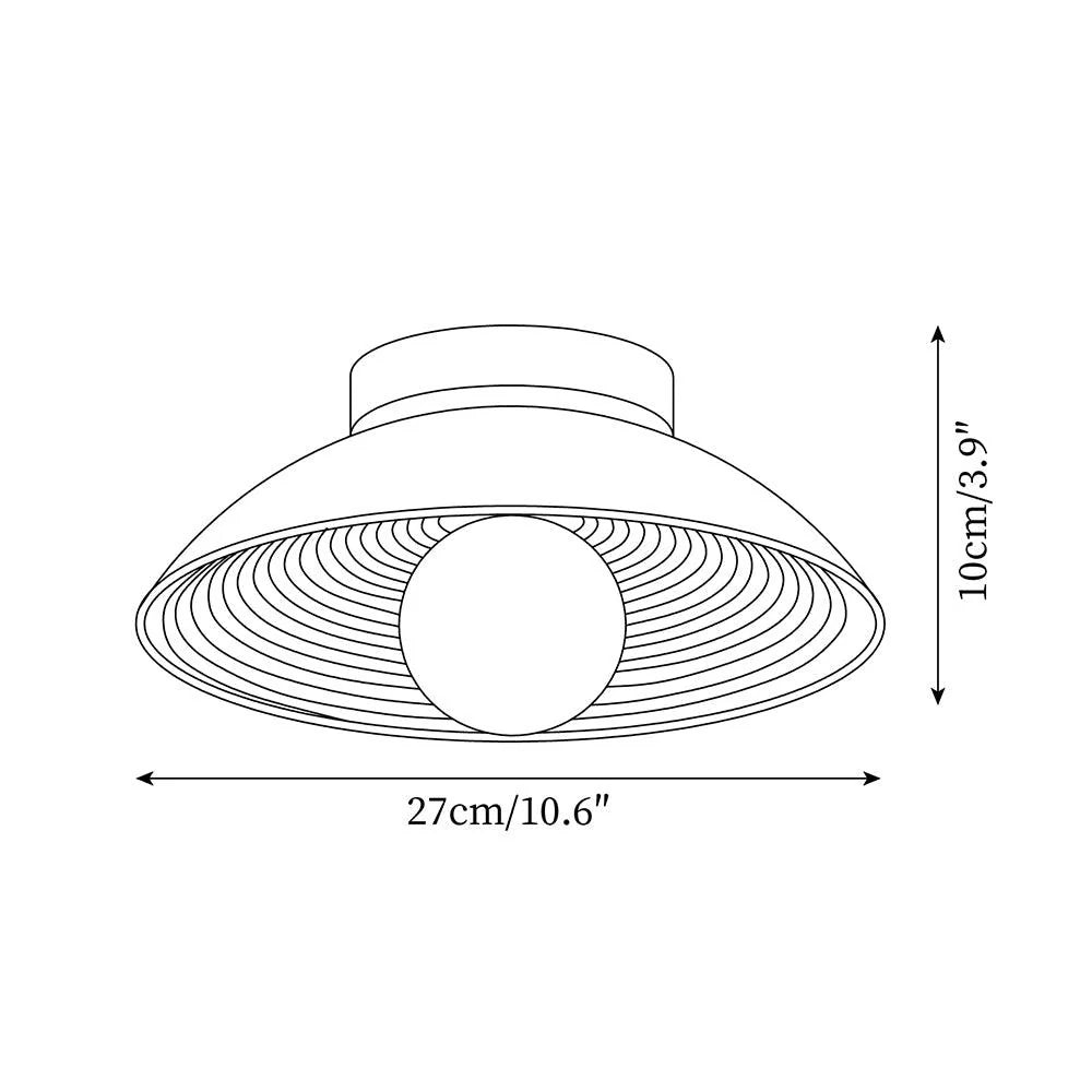 Ceiling Light | Round Globe, Metal Canopy & Dimmable | 27 cm