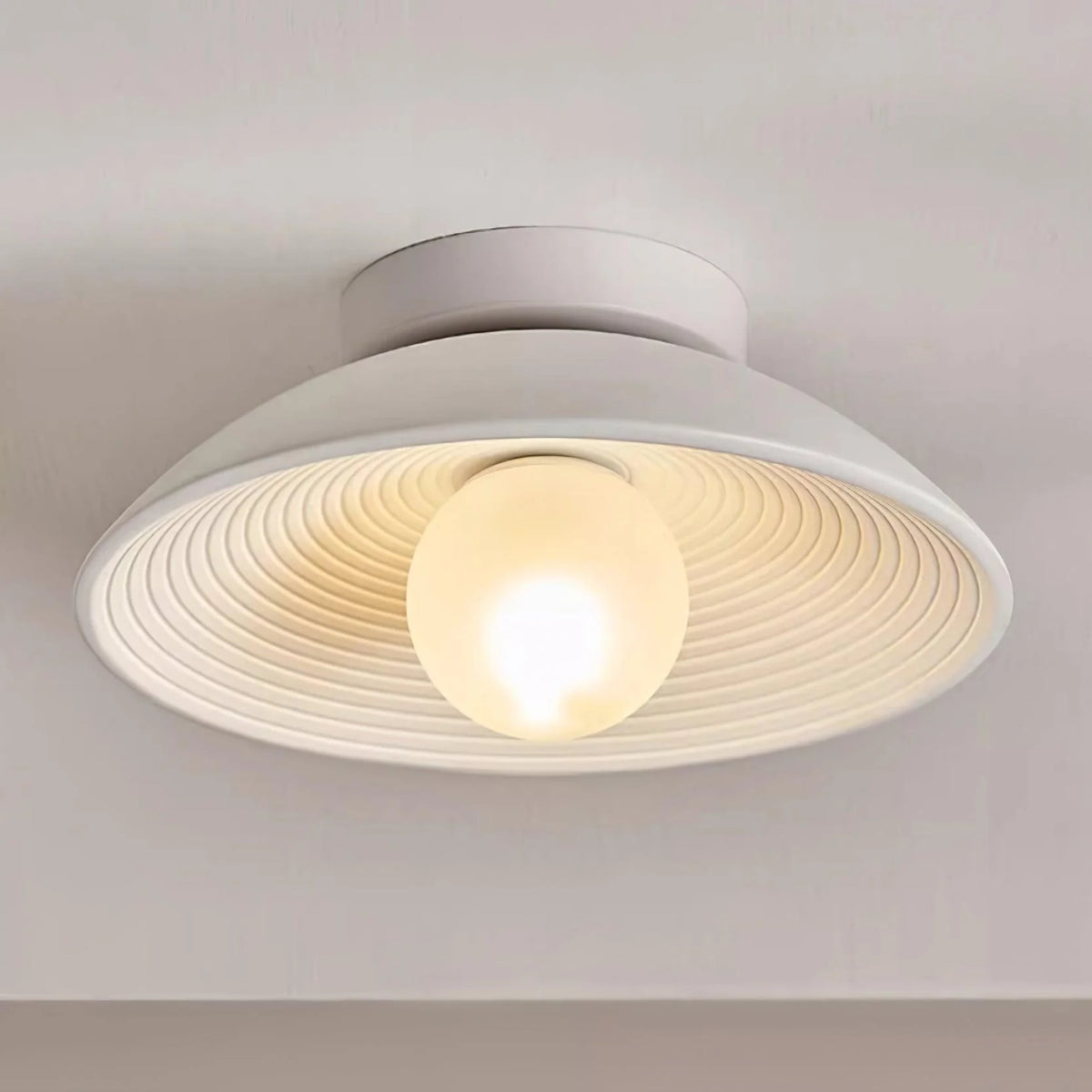 Ceiling Light | Round Globe, Metal Canopy & Dimmable | 27 cm