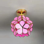 Ceiling Pendant Lamp | Petal-Shaped Glass & Metal | 30 cm Diameter