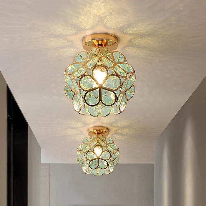 Ceiling Pendant Lamp | Petal-Shaped Glass & Metal | 30 cm Diameter