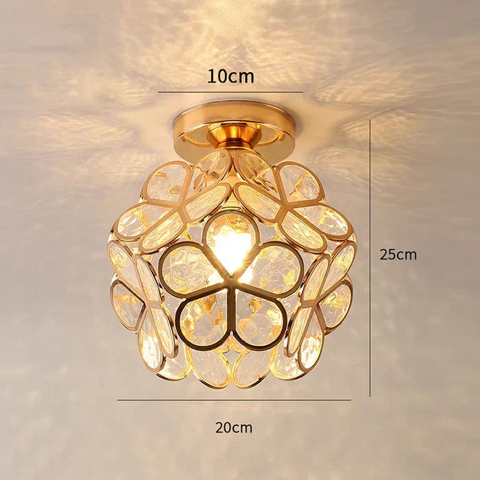Ceiling Pendant Lamp | Petal-Shaped Glass & Metal | 30 cm Diameter