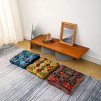 Chair Cushion | Microfiber Blend, Tie Straps & Boho Patchwork