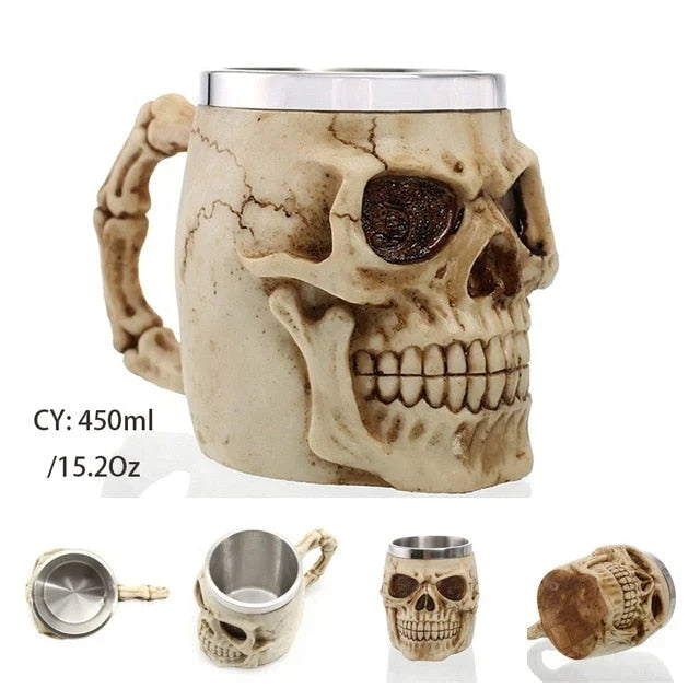 Chalice | 3D Skull Design & Food-Grade Resin & 304 Stainless Steel | Large Capacity