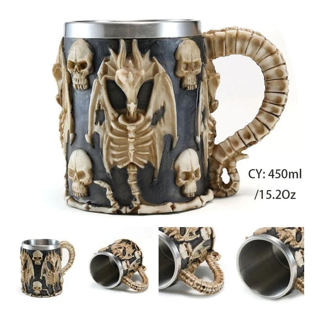 Chalice | 3D Skull Design & Food-Grade Resin & 304 Stainless Steel | Large Capacity