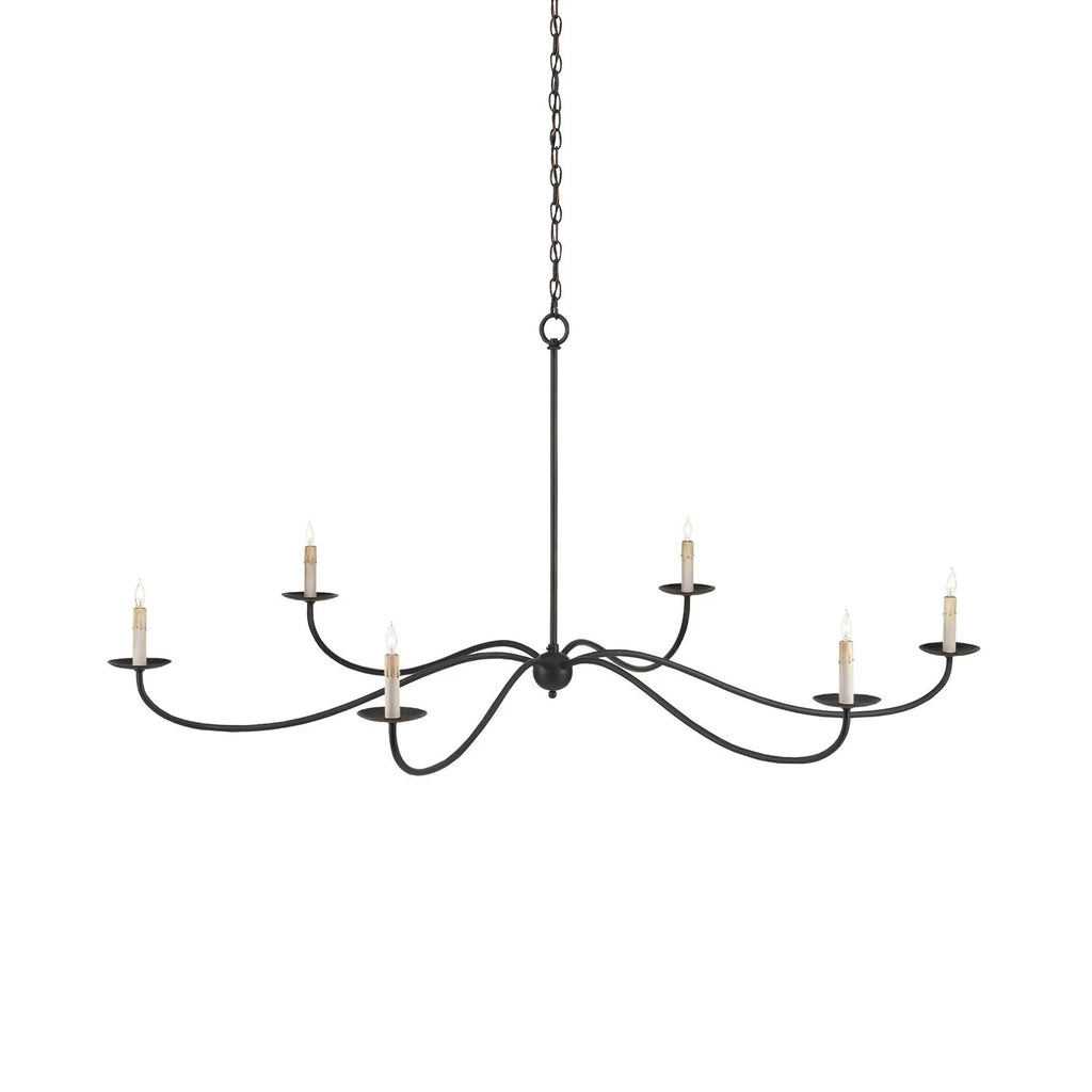 Chandelier | Minimalist Candlestick Brass Body & Black Finish | 6-Light