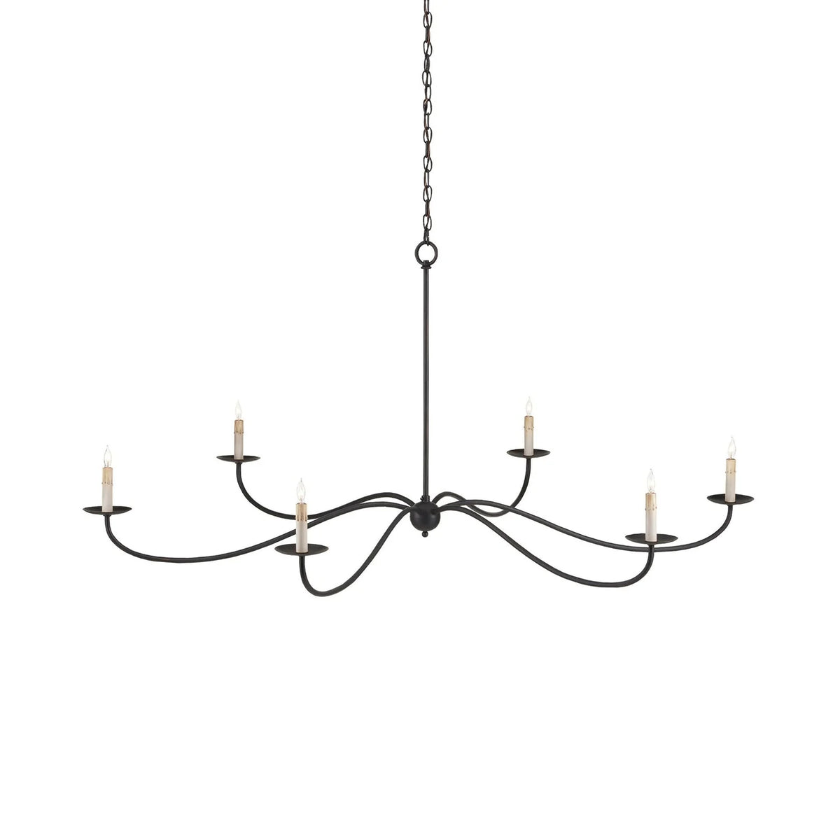 Chandelier | Minimalist Candlestick Brass Body & Black Finish | 6-Light