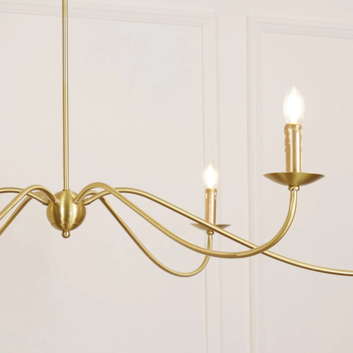 Chandelier | Minimalist Candlestick Brass Body & Black Finish | 6-Light