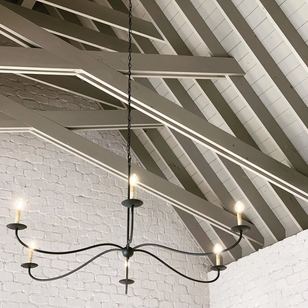 Chandelier | Minimalist Candlestick Brass Body & Black Finish | 6-Light
