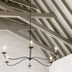 Chandelier | Minimalist Candlestick Brass Body & Black Finish | 6-Light