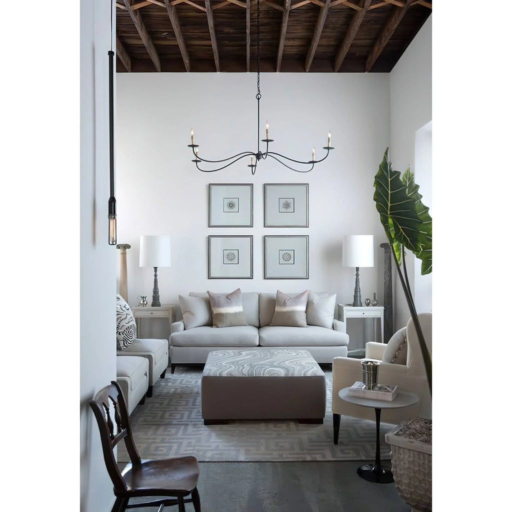 Chandelier | Minimalist Candlestick Brass Body & Black Finish | 6-Light