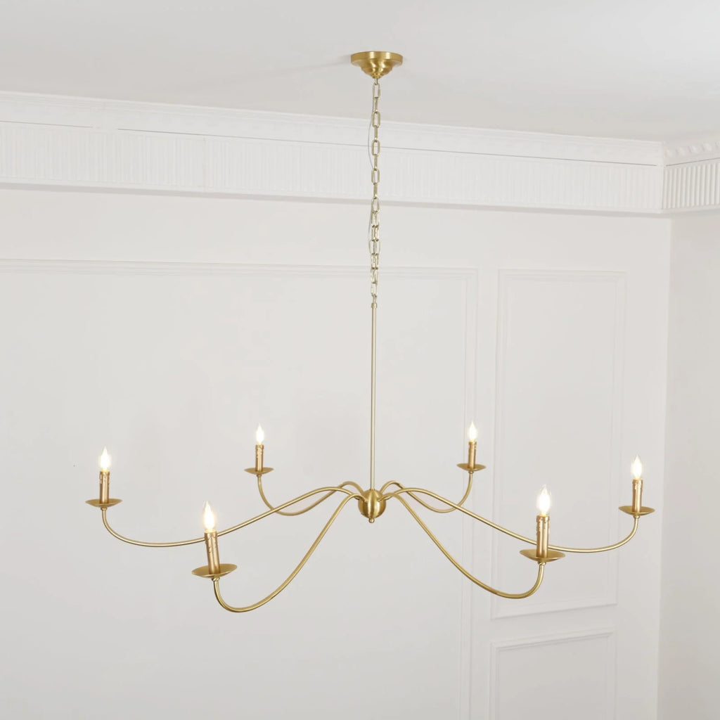 Chandelier | Minimalist Candlestick Brass Body & Black Finish | 6-Light