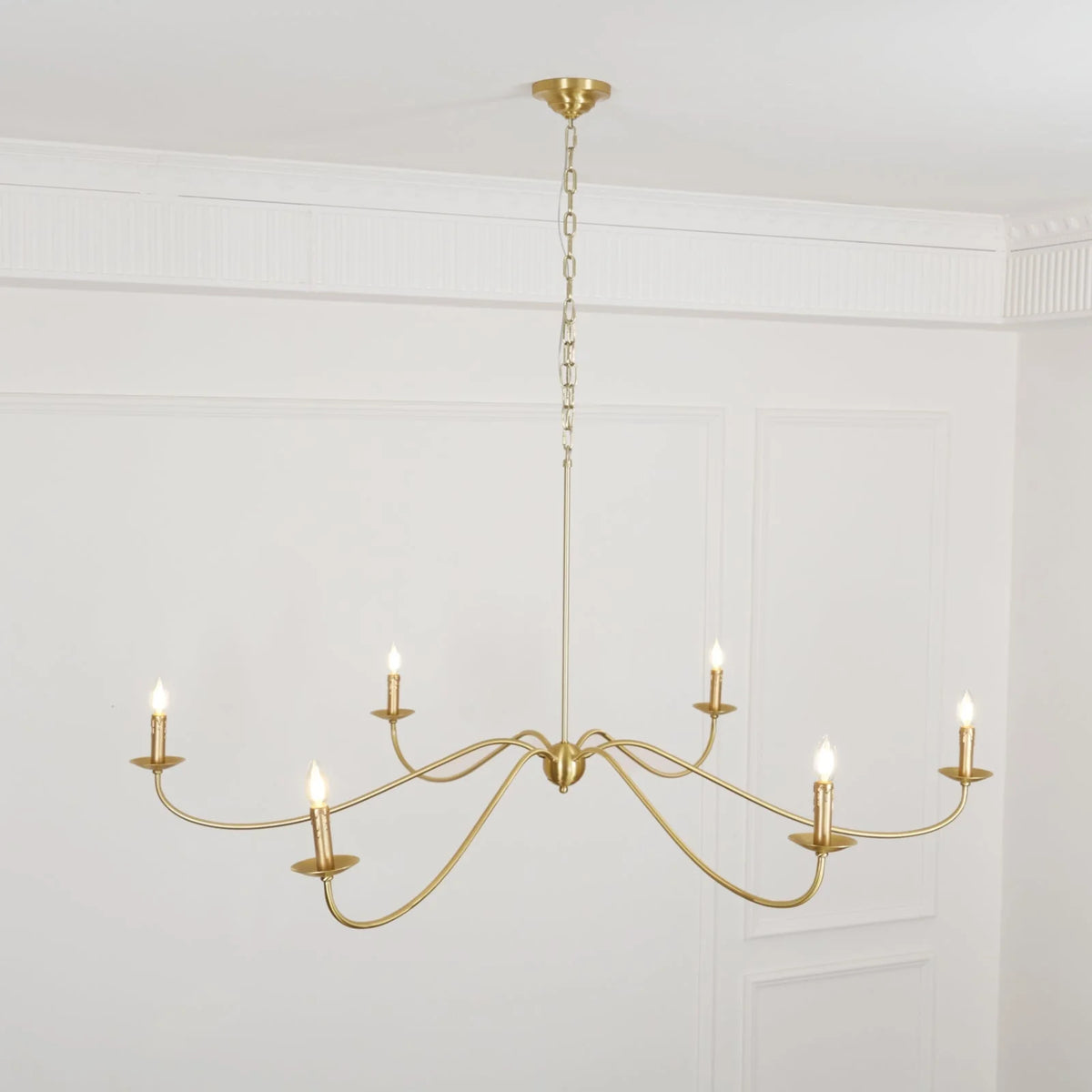 Chandelier | Minimalist Candlestick Brass Body & Black Finish | 6-Light