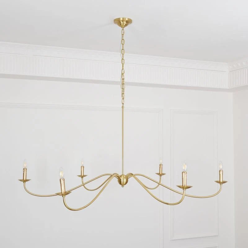 Chandelier | Minimalist Candlestick Brass Body & Black Finish | 6-Light