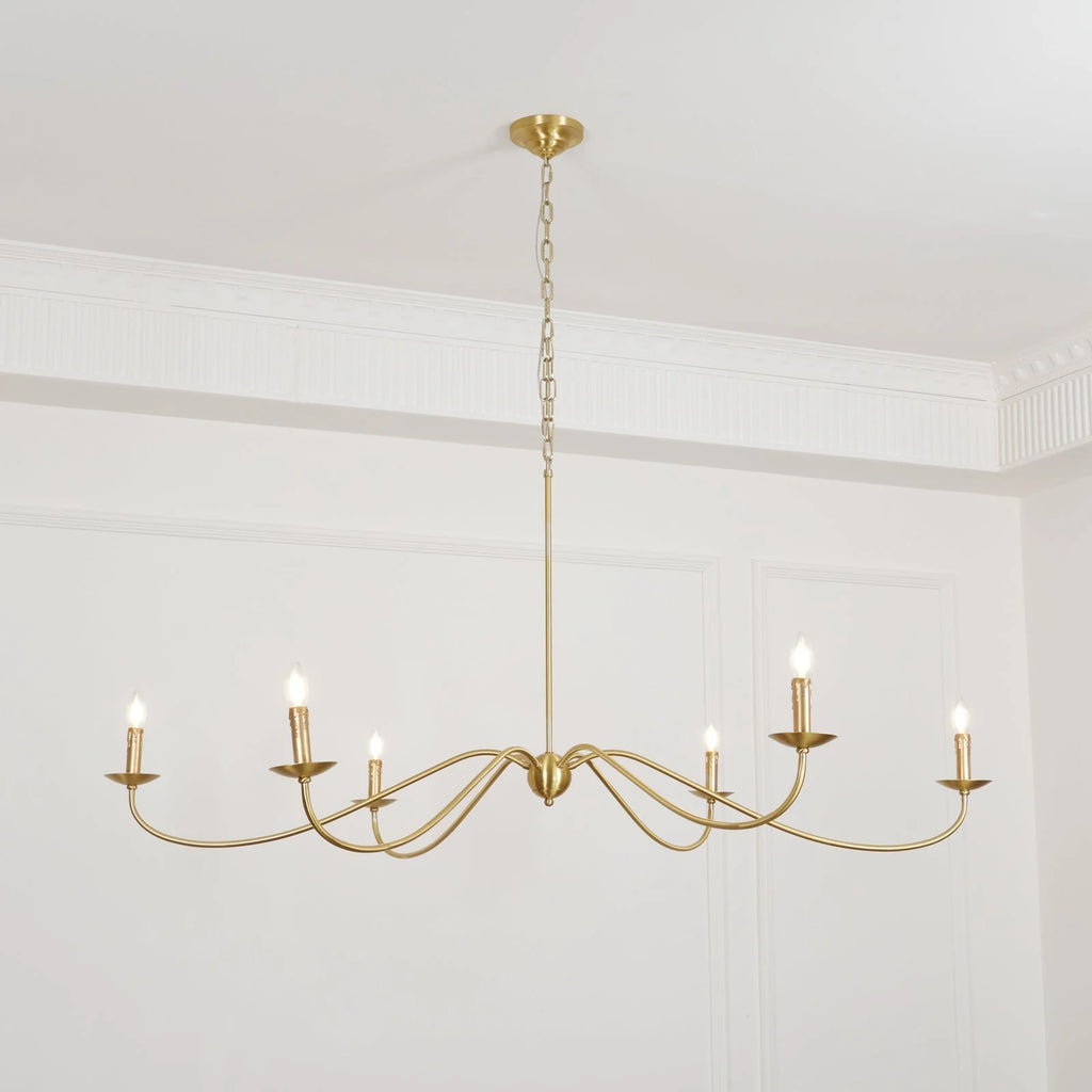 Chandelier | Minimalist Candlestick Brass Body & Black Finish | 6-Light