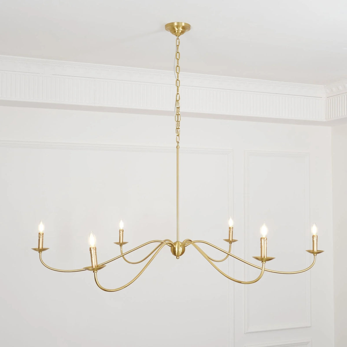 Chandelier | Minimalist Candlestick Brass Body & Black Finish | 6-Light
