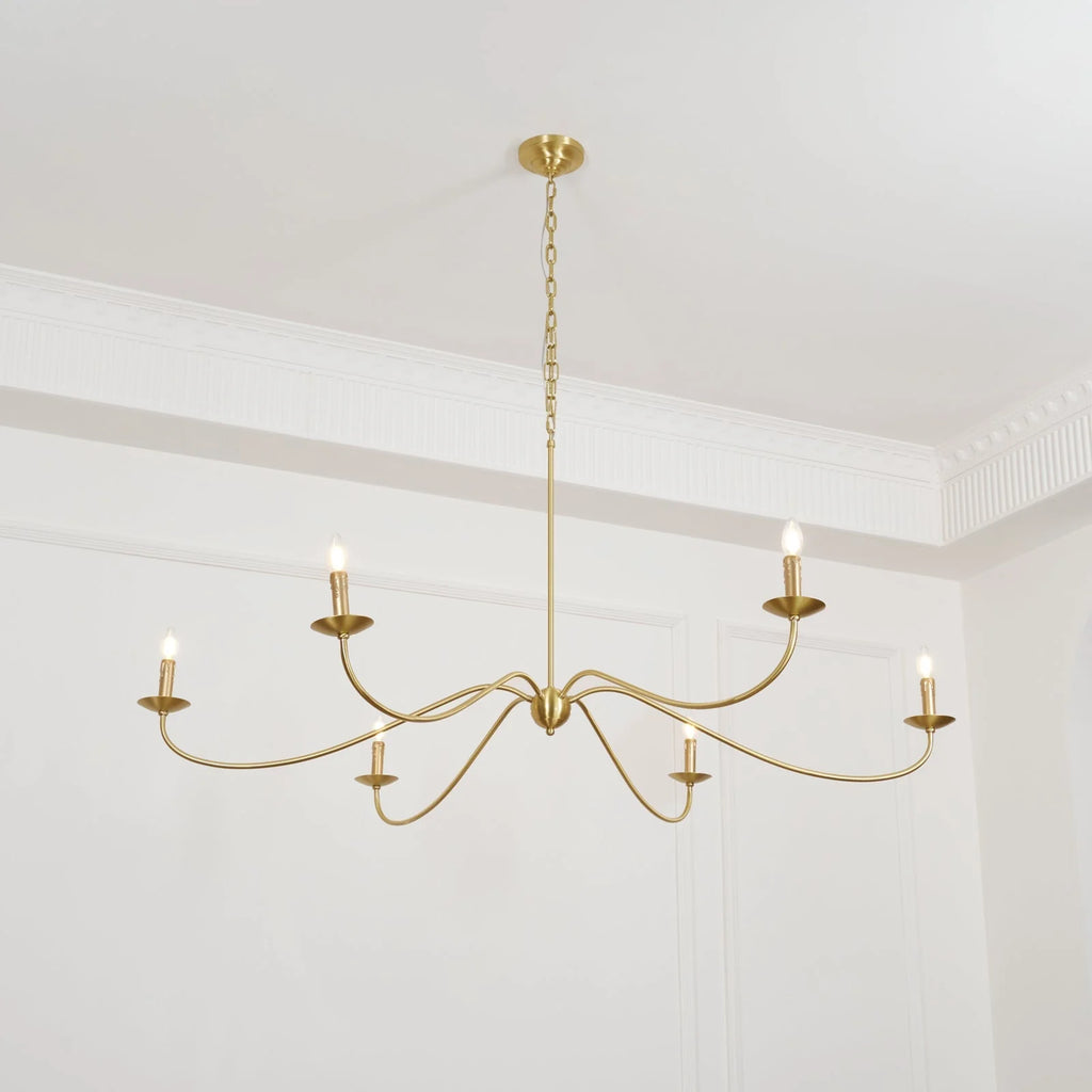 Chandelier | Minimalist Candlestick Brass Body & Black Finish | 6-Light