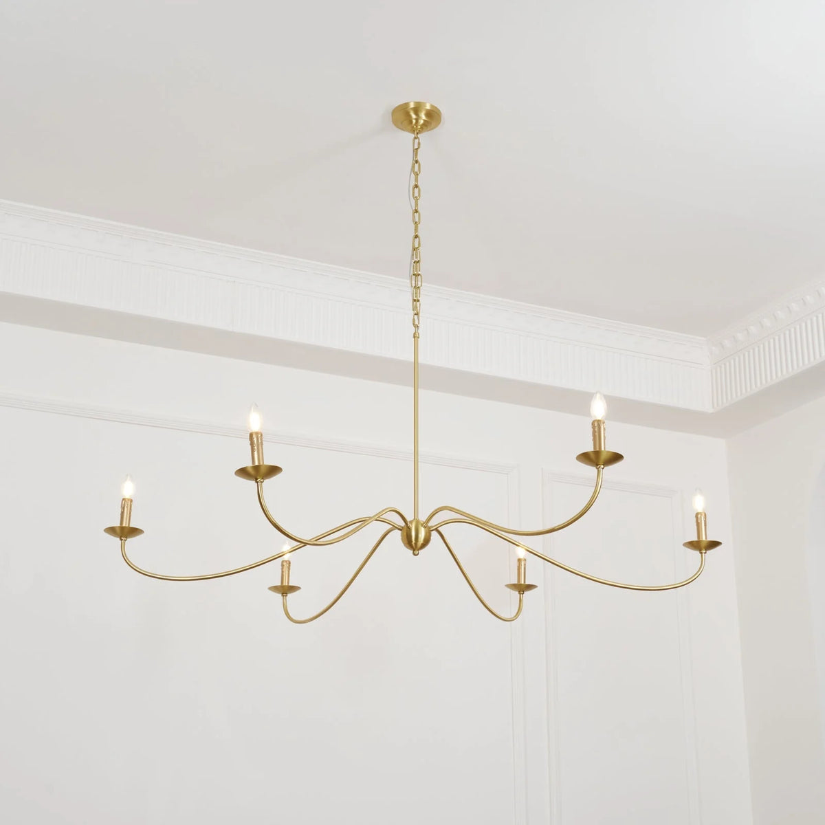 Chandelier | Minimalist Candlestick Brass Body & Black Finish | 6-Light