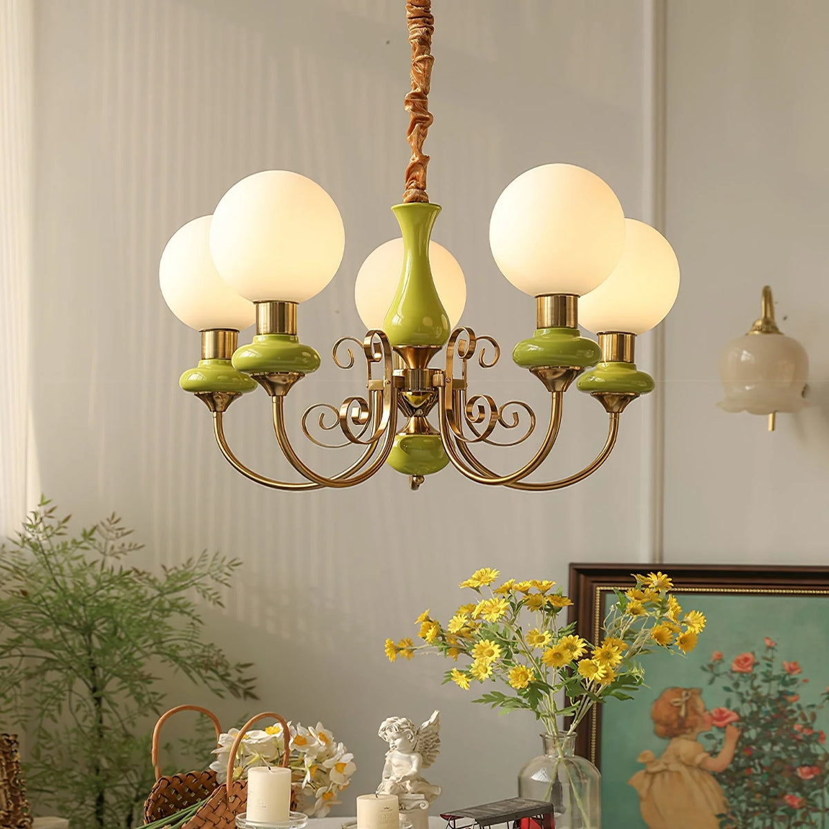 Chandelier | Modern Glass & Metal | 3/5/8 Heads