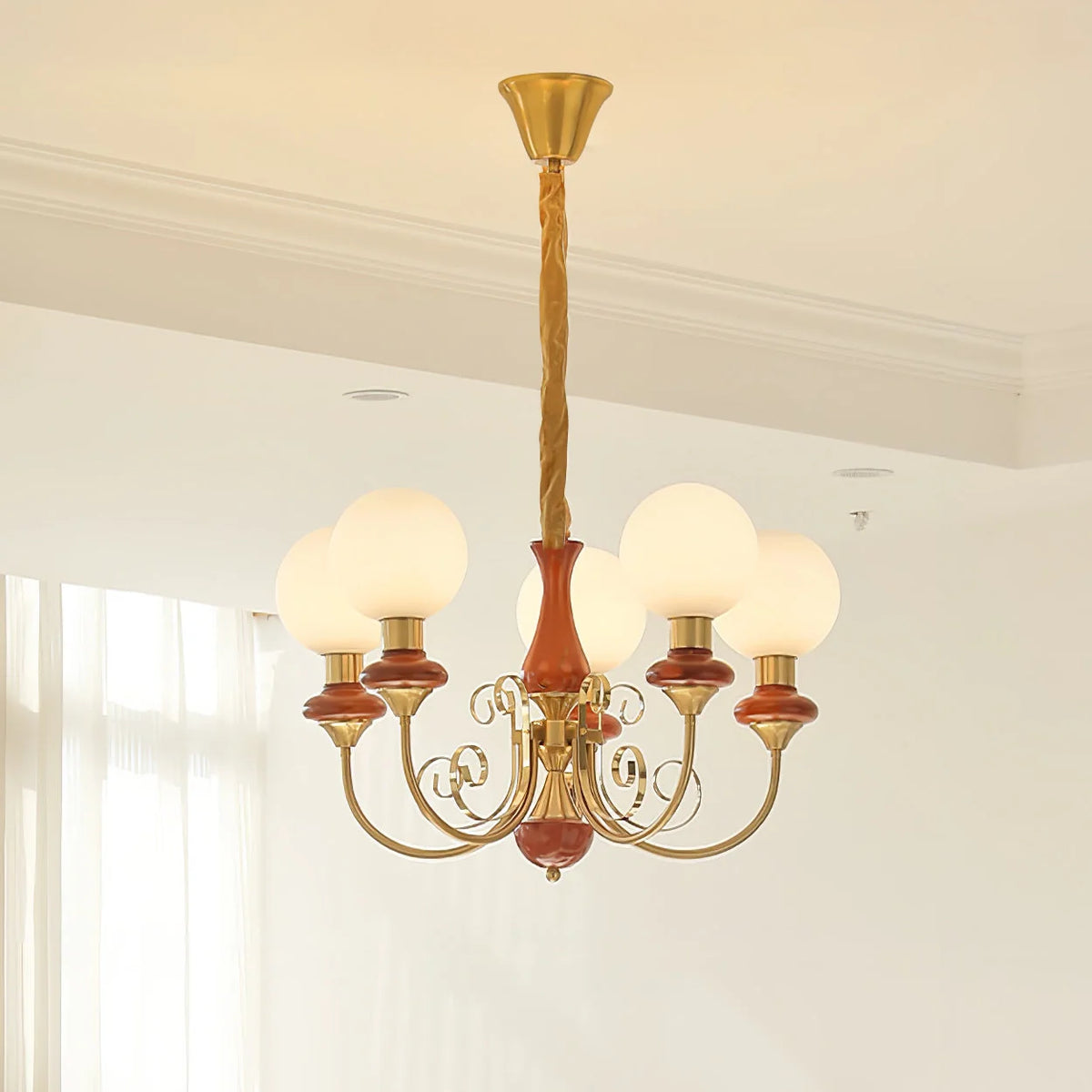 Chandelier | Modern Glass & Metal | 3/5/8 Heads