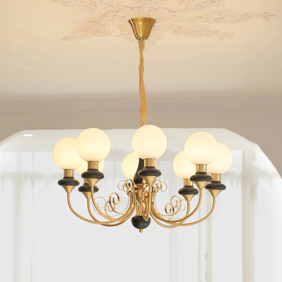 Chandelier | Modern Glass & Metal | 3/5/8 Heads