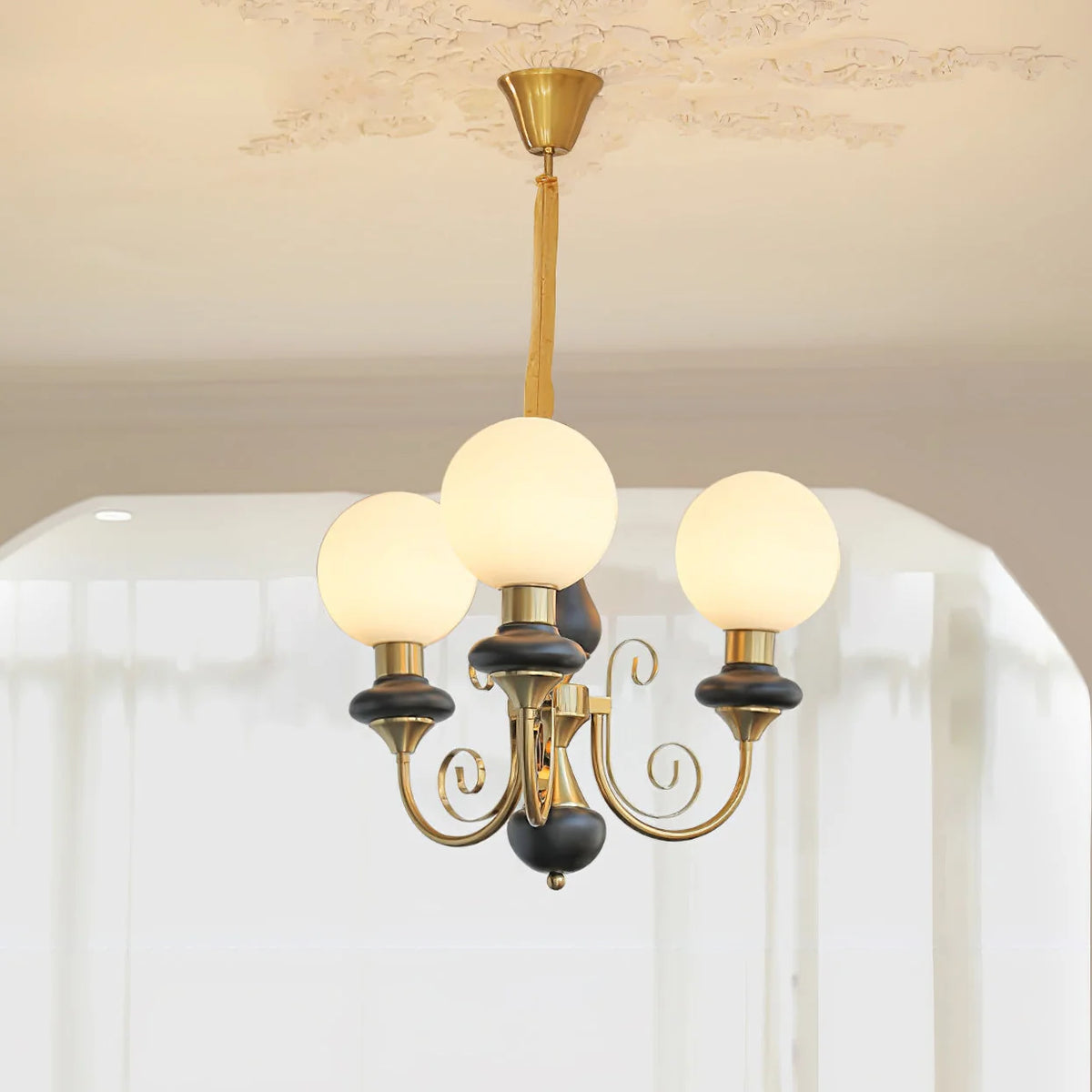 Chandelier | Modern Glass & Metal | 3/5/8 Heads