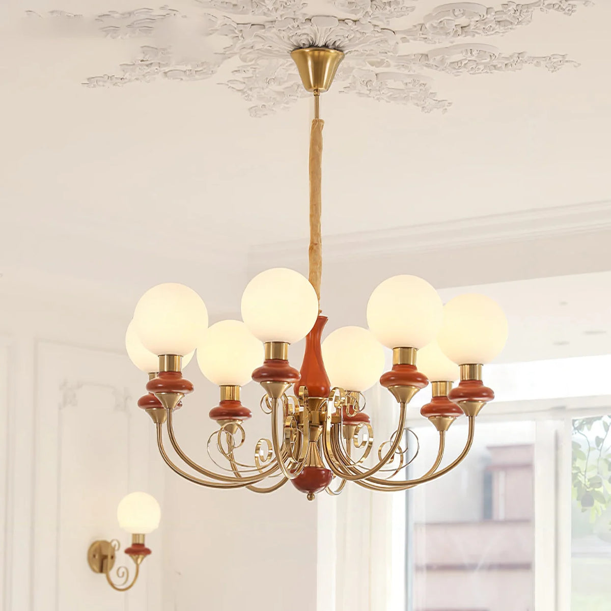 Chandelier | Modern Glass & Metal | 3/5/8 Heads
