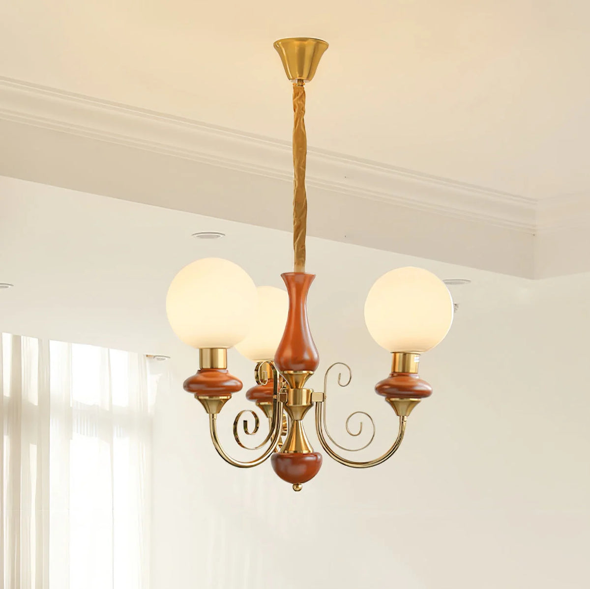 Chandelier | Modern Glass & Metal | 3/5/8 Heads