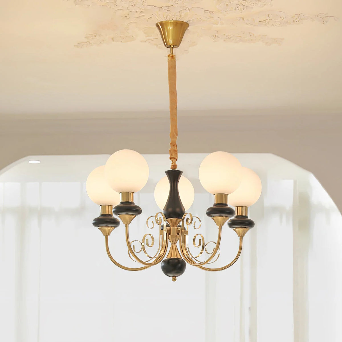 Chandelier | Modern Glass & Metal | 3/5/8 Heads