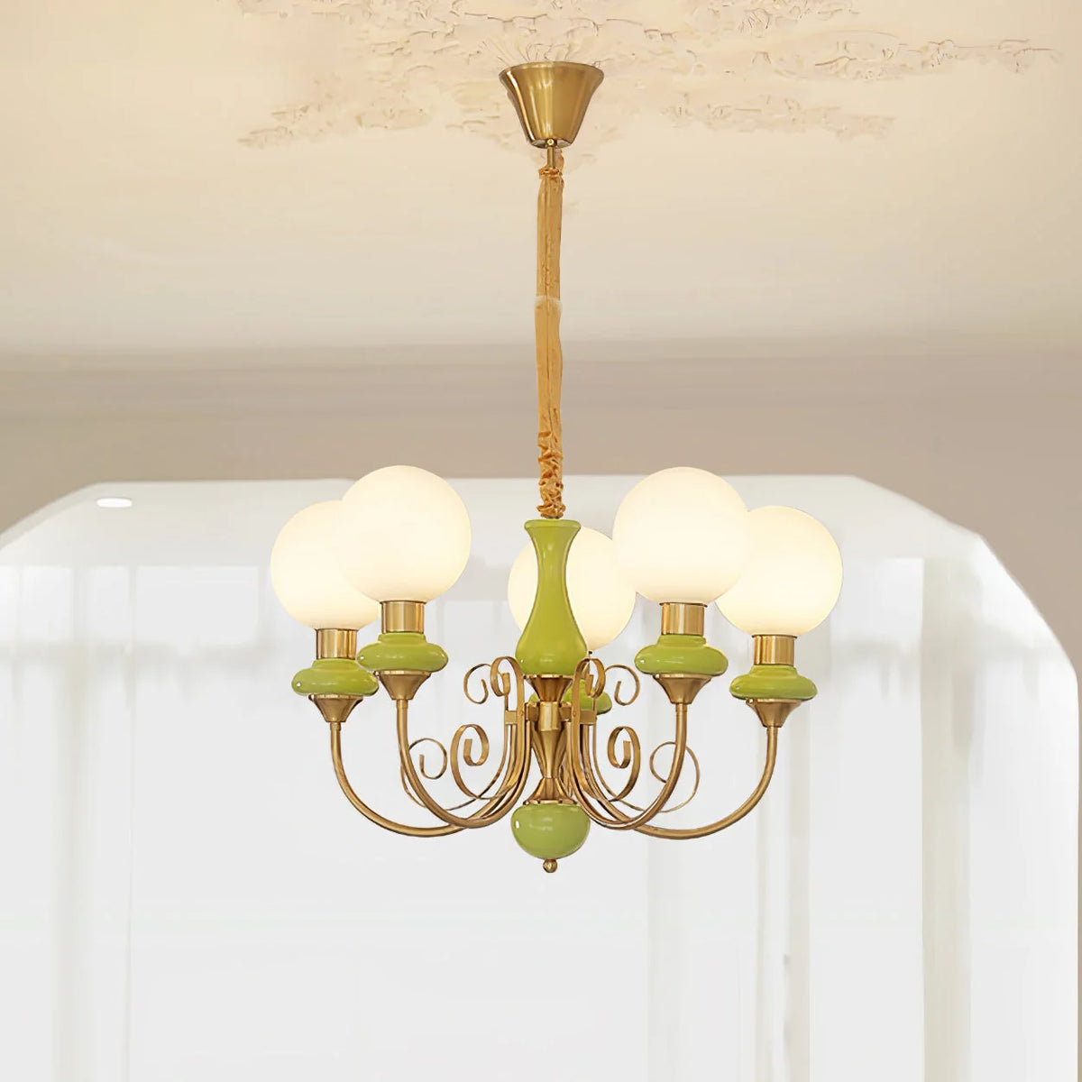 Chandelier | Modern Glass & Metal | 3/5/8 Heads
