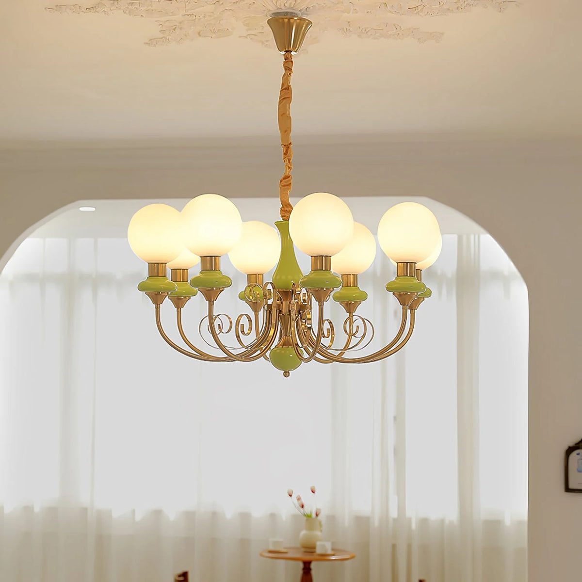Chandelier | Modern Glass & Metal | 3/5/8 Heads