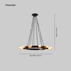 Chandelier | Vintage Geometric Ring & Black Metal Frame | 12-Bulb