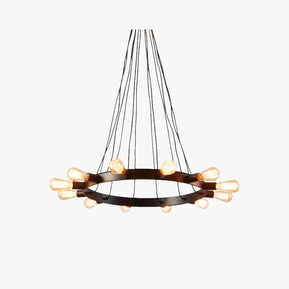 Chandelier | Vintage Geometric Ring & Metal Frame | 12-Bulb E27